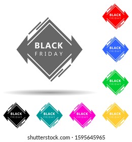 Black Friday poster stiker multi color style icon. Simple glyph, flat vector of black friday icons for ui and ux, website or mobile application