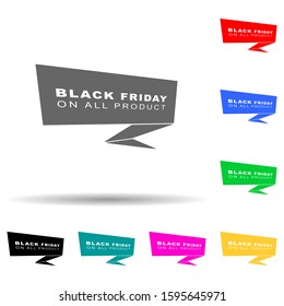 Black Friday poster stiker multi color style icon. Simple glyph, flat vector of black friday icons for ui and ux, website or mobile application