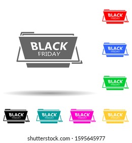 Black Friday poster stiker multi color style icon. Simple glyph, flat vector of black friday icons for ui and ux, website or mobile application