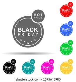 Black Friday poster stiker multi color style icon. Simple glyph, flat vector of black friday icons for ui and ux, website or mobile application