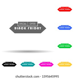 Black Friday poster stiker multi color style icon. Simple glyph, flat vector of black friday icons for ui and ux, website or mobile application