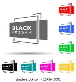 Black Friday poster stiker multi color style icon. Simple glyph, flat vector of black friday icons for ui and ux, website or mobile application