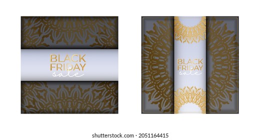 Black Friday poster template in beige color with vintage ornament