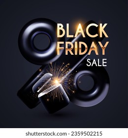 Black Friday poster template with percentage sign and gift box