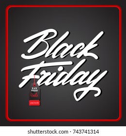 Black Friday Poster With Text In Red Frame Sale Flyer Design Vector Illustration