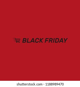 Black Friday poster, vector illustration, cart on wheels rides, silhouette, logo