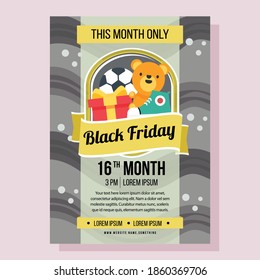 afiche de viernes negro con ilustraciones vectoriales de onda plana