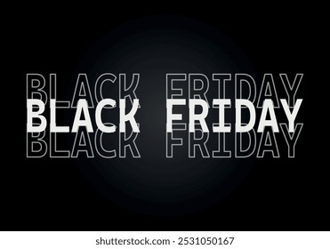 Black Friday poster with white lines on a black background