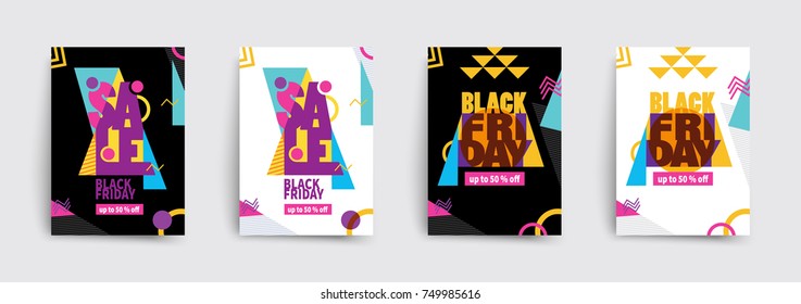 Black Friday posters concept. For Web, Mobile Application, 
art illustration template design, business infographic and social media.
Colorful and modern graphics. 