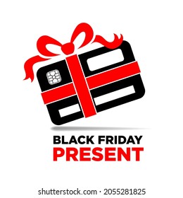 Black Friday Geschenk, Shopping Geschenkkarte Symbol für Apps und Websites. Vektorgrafik auf transparentem Hintergrund