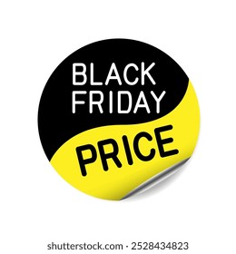 Black friday price round sign sticker tag label isolated on white background