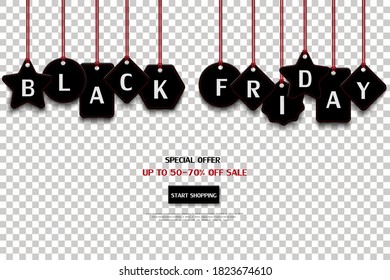 Black friday price tag isolated on transparent background,for advertising,shopping online,website or promotion,vector illustration