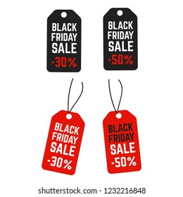 Black friday pricing tags. Promotion labels best offers. Retail vector sign