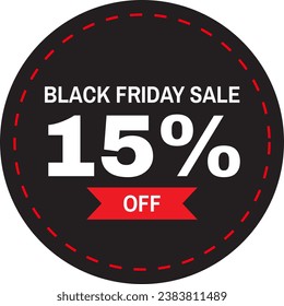Black Friday Printable Discount Sticker Tag - 15 Percent Discount