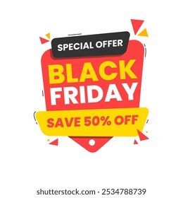 Black friday promo banner design. Special offer banner. Sale badge, sale tag. Shopping banner. Discount sale promotional banner