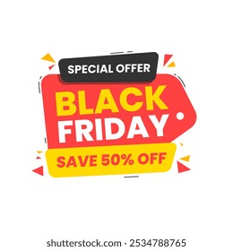 Black Friday promo banner design. Banner da oferta especial. Crachá de venda, etiqueta de venda. Banner de compras. Banner promocional de venda de desconto
