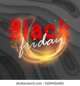 Black Friday promo vector background. Hot sale retail promotion banner design with fire flames for discount offer Vector eps 10 format