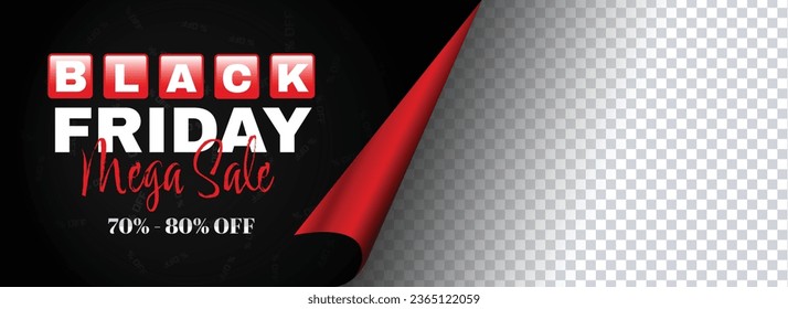 Black Friday Promotion Banner For November Month. Mega Sale Black Friday Typography Design with Text 70-80% OFF in Red and White. Premium Vector Illustration For Black Friday For Website, Social Media