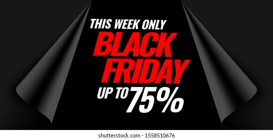 Black friday promotion banner. Poster template. Vector illustration