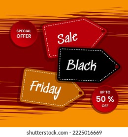 Plantilla de diseño de promoción de Black Friday. Diseño sencillo con tipografía blanca y etiqueta de precio. Uso para volantes, banner, promoción, publicidad, web, social y de moda