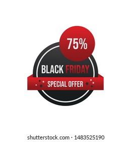Black friday promotion sale banner or tag with black and red color. Black friday sale banners design with text