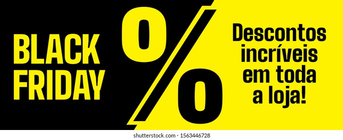 Black Friday promotional banner in yellow and black. Translation: "Amazing discounts throughout the store!"