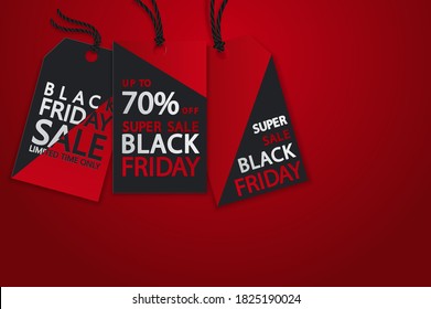 Black Friday realistic vector paper price tag. Sale price tag labels.
