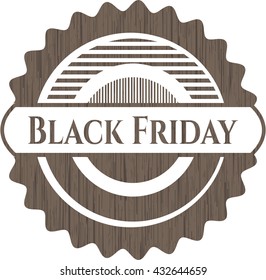 Black Friday realistic wooden emblem
