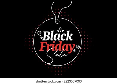 Black Friday Red and Black. Flat illustration with tag.