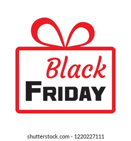 BLACK FRIDAY. Red gift box, outline design. Vector illustration