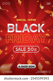 Black Friday red gradient background banner poster social media discount sale