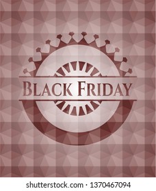 Black Friday red polygonal badge. Seamless.
