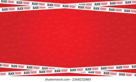 Black Friday Red Shiny Banner Background With White Ribbon, Black Friday Text and Discount Pattern. Premium Vector Template For Black Friday Holiday Season. Ecommerce Product Promotion Vector Template