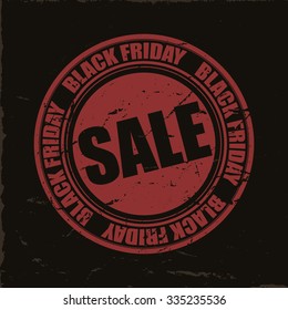 Black friday red stamp on black background