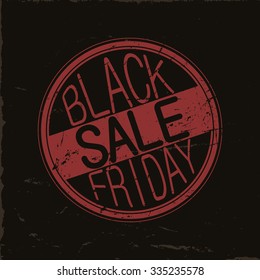Black friday red stamp on black background