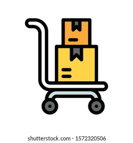 black friday related gift boxes on trolley vector with editable stroke