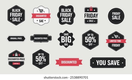 Black Friday related vector icon set. Well-crafted sign in thin line style with editable stroke. Vector symbols isolated on a white background