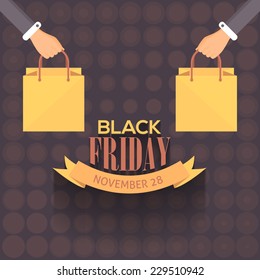Black Friday Retro Flat Style Sale Poster, Flyer, Advertising Template 