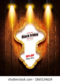 Black Friday retro light frame. Vector illustration