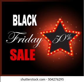 Black Friday retro light frame. Vector illustration