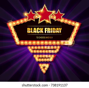Black Friday retro light frame. Vector illustration