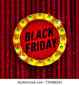 Black Friday retro light frame. Vector illustration