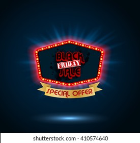 Black Friday retro light frame.vector