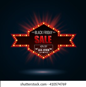 Black Friday retro light frame.vector