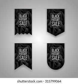 Black friday ribbon. Holiday sale elements. Sales promotion banner. Discounts advertising bookmarks. Eps10 vector illustration.