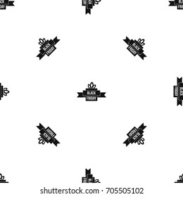 Black friday ribbon pattern repeat seamless in black color for any design. Vector geometric illustration