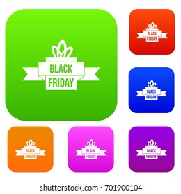 Black friday ribbon set icon in different colors isolated vector illustration. Premium collection