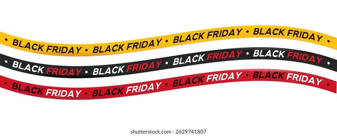 Black friday ribbon set. Vector tape of sale, black friday, discount, advertising
