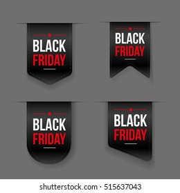 Black Friday ribbon tag vector set