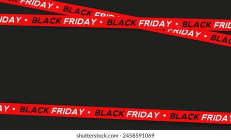 Cinta de viernes negro. Fondo de Vector con cinta roja de venta, viernes negro, descuento, publicidad. Anuncio o Plantilla de póster